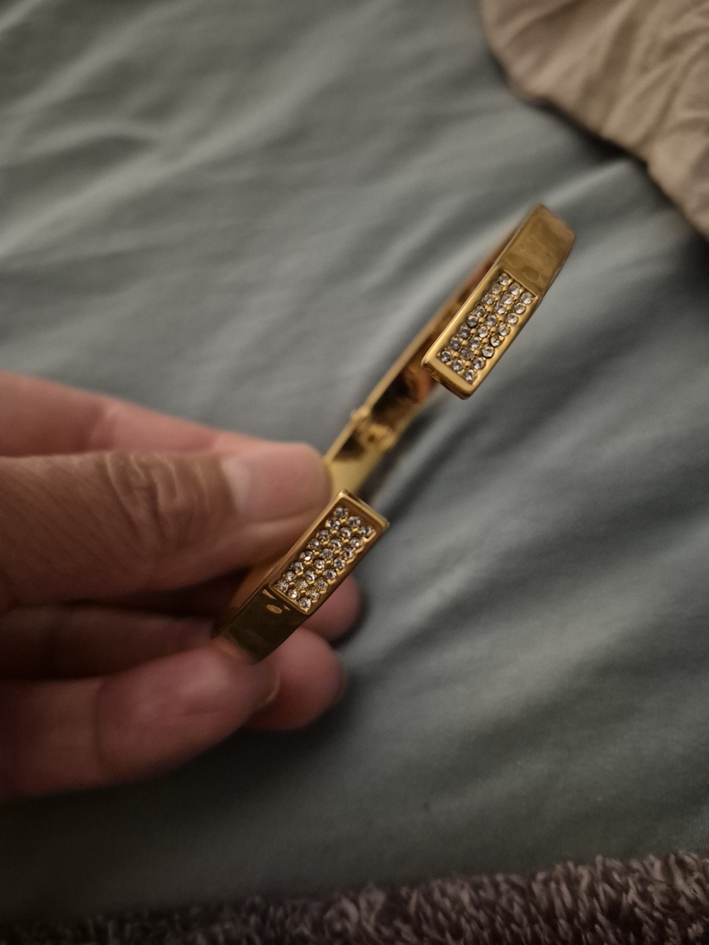 Gold Cuff Bracelet with Crystal Pavé Accents - Men 27s Accessory
